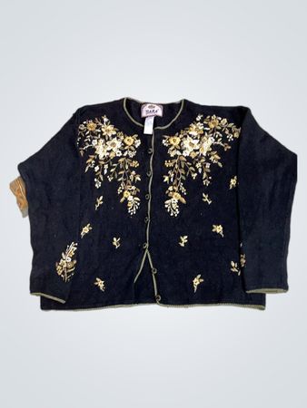 TIARA INTERNATIONAL Black Embroidered Cardigan
