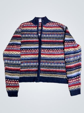 Tiara International Fair Isle Zip-Up Sweater