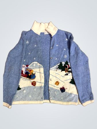 White Stag Blue Christmas Cardigan