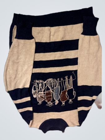 SPREE gestreifter Pullover mit gestickten Figuren