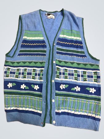 Der Blast Vintage Blue Striped V-Neck Sweater Vest