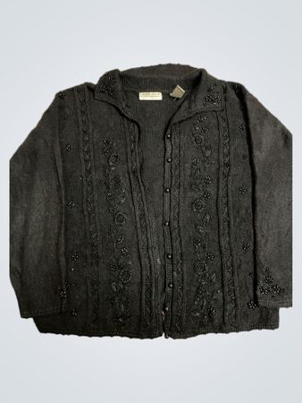 CAROLYN TAYLOR WOMAN FOR BY DESIGN Schwarze Perlenstrickjacke