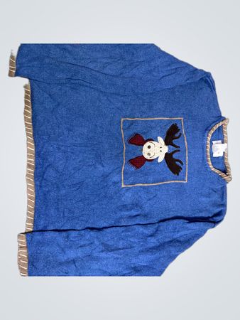 Christopher & Banks Blue Moose Applique Sweater