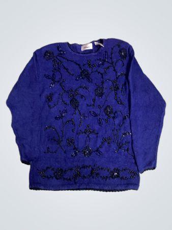 Worthington Blue Beaded Sweater