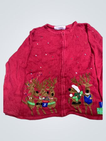 Tiara International Christmas Collection Zip-Up Sweater