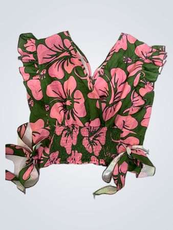 Bellamy Dane Floral Print Smocked Crop Top