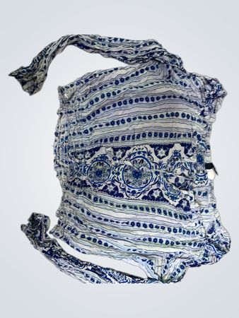 Geteilte H&M Blau- und Weiß gemusterte Bluse