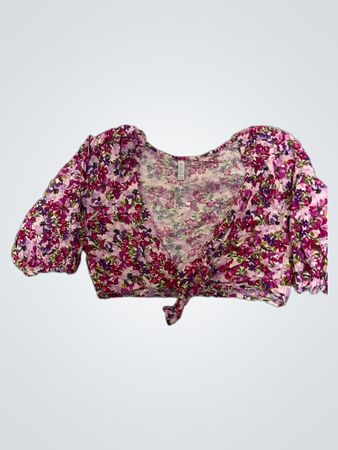 Amisu Floral Print Wrap Top