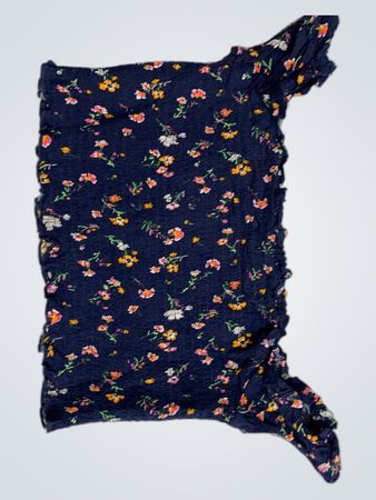 BIKSOK Marineblaues Blumen Smocked Off-Shoulder Top