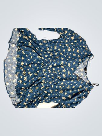 Peacocks Blau Floral Raffung Langarmshirt
