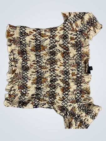 TOPSHOP Smocked Floral Print Off-the-Shoulder Top