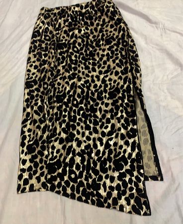 Leopardenmuster Midi-Rock mit Schlitz