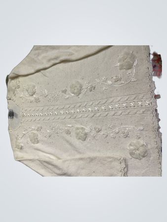 KORET Damen Cremefarbener Kabelstrick-Cardigan mit floralen Applikationen und Perlenstickerei