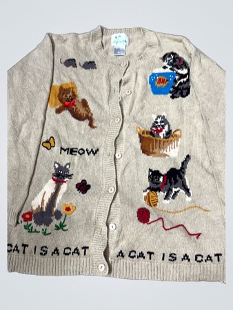 The Quacker Factory A Cat Is A Cat Embroidered Cardigan