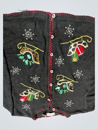 B.P. Design Black Christmas Sleigh Applique Sweater