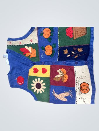 Capacity Petite Extra Large Blue Patchwork Sweater Vest