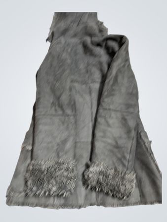 Grey Faux Fur Trimmed Coat