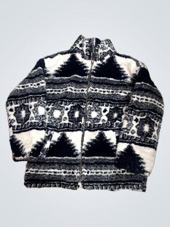 Flauschige geometrische Druckjacke