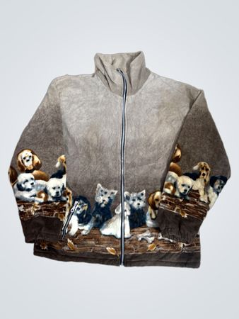 Fleecejacke mit Hundedruck