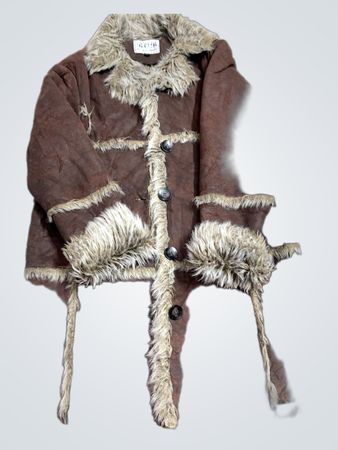 B.O.B BELLE OU BELLES Braune Jacke mit Kunstfellbesatz
