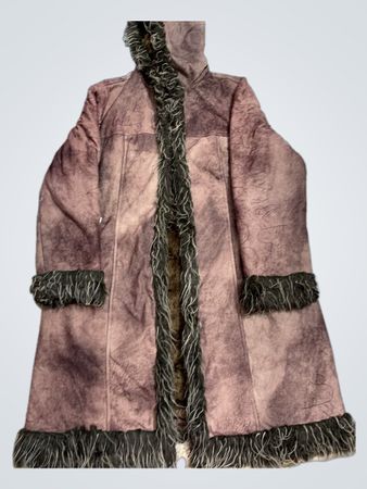 Manteau avec bordure en fausse fourrure marron