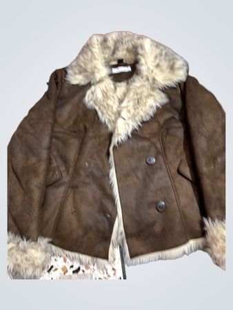 Veste en faux fourrure marron doublée