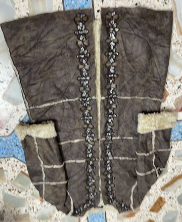 Jean Paul Brown Suede-like Coat with Faux Fur Trim and Embellishments