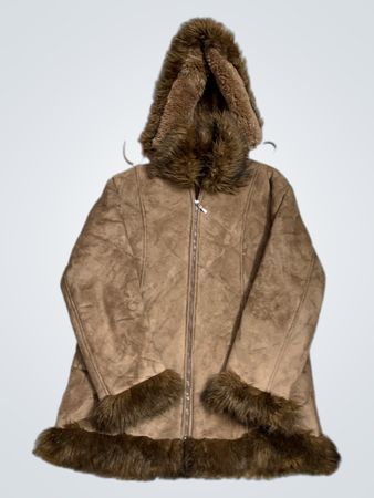 JELFS Brown Faux Fur Hooded Jacket