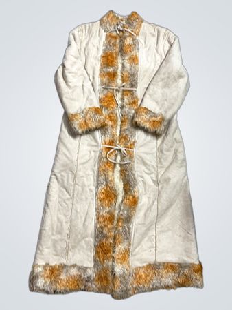 Mimi Teen Cream & Orange Fur Trimmed Coat