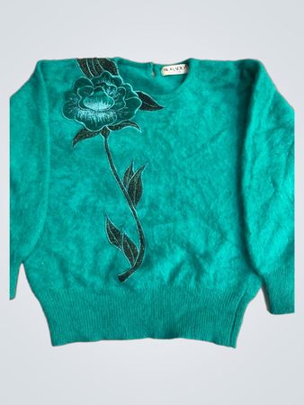 MORADO COLLECTION Grüner Pullover mit Blumenmuster