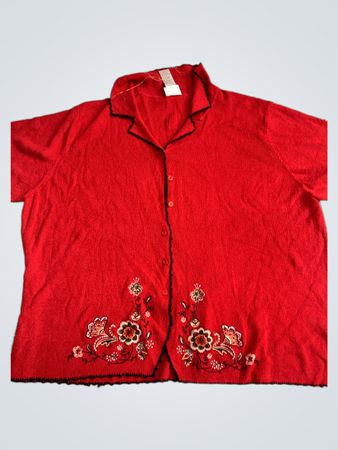 KORET Exklusiv für CATHERINES Roter Bestickter Cardigan 2X