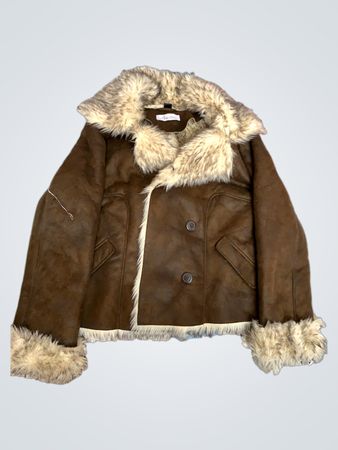 Aniston Brown Faux Fur Trimmed Jacket