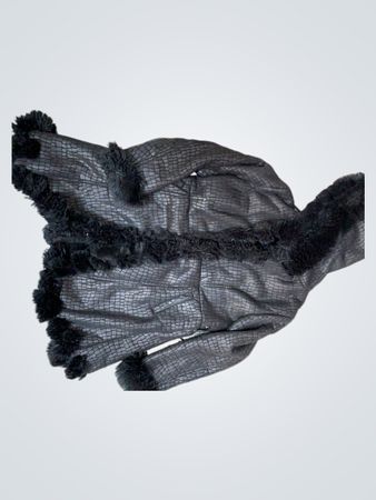 Miss Sissi Collection Black Faux Crocodile Fur Trimmed Jacket XL