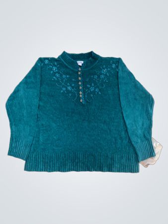 Dressbarn Türkiser bestickter Pullover-Pullover