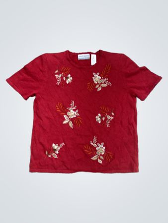 Alfred Dunner Petite Rotes Besticktes Oberteil