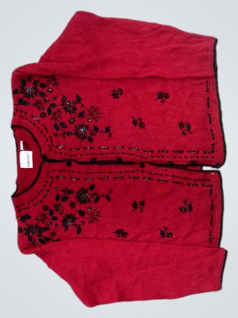 Roter Perlen-Cardigan
