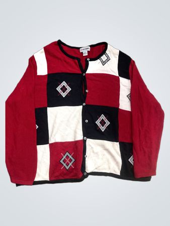 Alfred Dunner Damen-Patchwork-Strickjacke