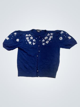 Malain Marineblauer bestickter Cardigan