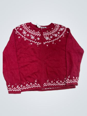 Croft & Barrow Petite Snowflake Reißverschluss-Pullover
