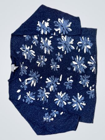 AUGUST MAX WOMAN Blauer floraler Strickpullover