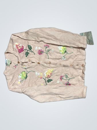 Rosa bestickter Blumen-Cardigan