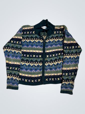 Herren-Strickjacke mit geometrischem Muster und Reißverschluss
