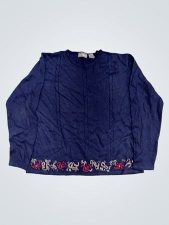 Tanjay Navy Blue Langarmpullover mit besticktem Detail