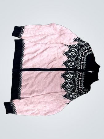 Sag Harbor Damen Pink & Schwarz Fair-Isle-Strickjacke mit Reißverschluss