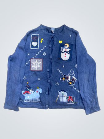 Cardigan blu Holiday Editions con applicazioni invernali