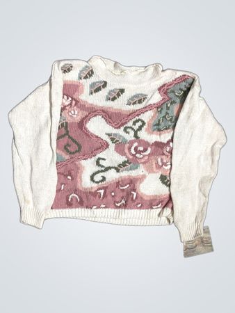 Shenanigans Cream & Pink Floral Strickpullover