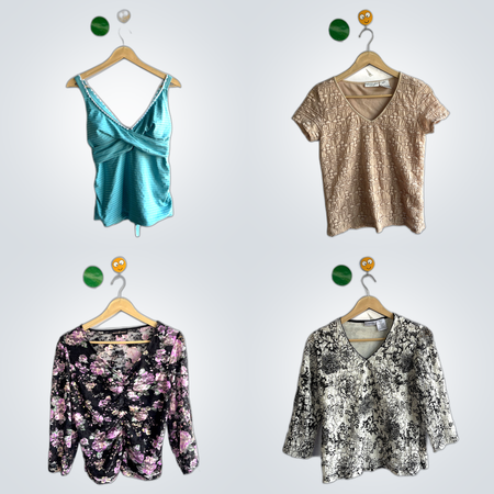 Mode-Blusen-Bundle: Rockmans, Rave City, Chico's & Weitere bedruckte Oberteile