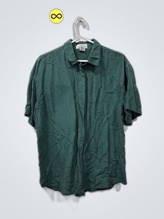 Chemise à manches courtes en soie verte Express