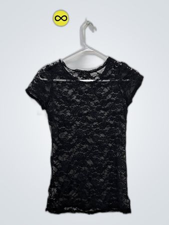 Pour Couture Schwarze Spitzen Bluse