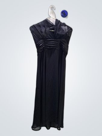 Black Sleeveless Chiffon Midi Dress